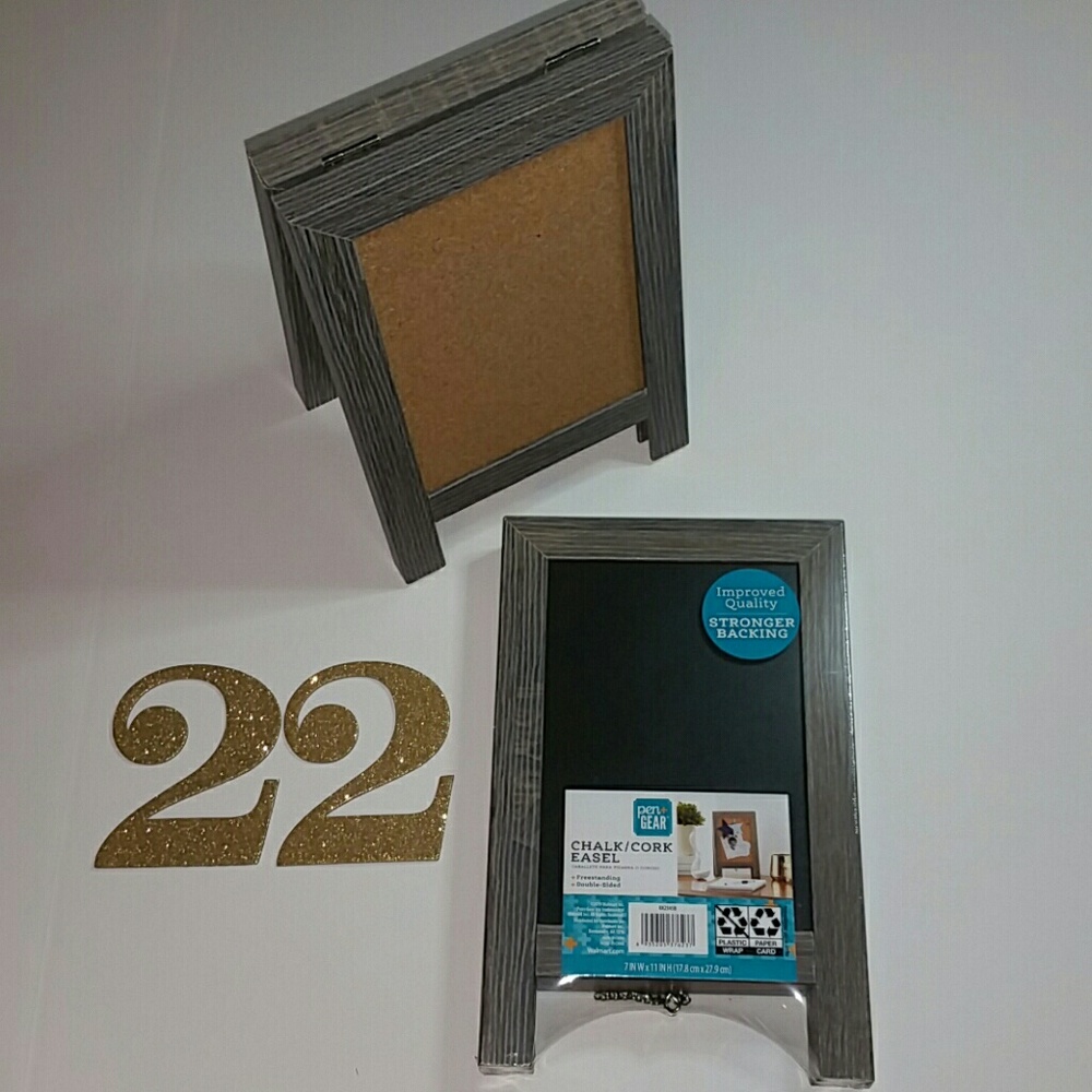 2 Chalk Cork Set of 2 Gray Double-Sided Easels